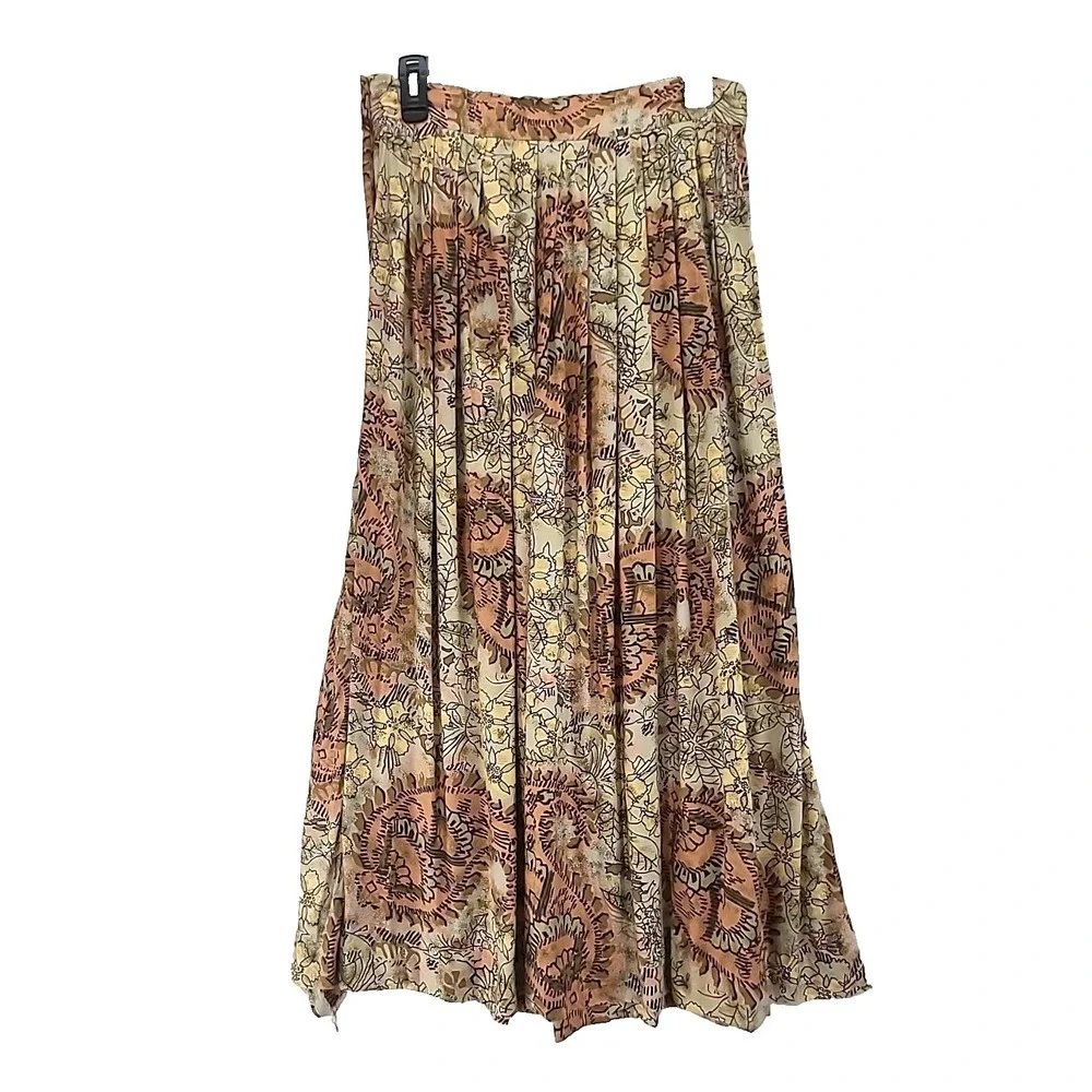 Vintage Womens Skirt Pleated Paisley‎ Print JG Hook Sz 12 Flowy Rayon Wool Blend
